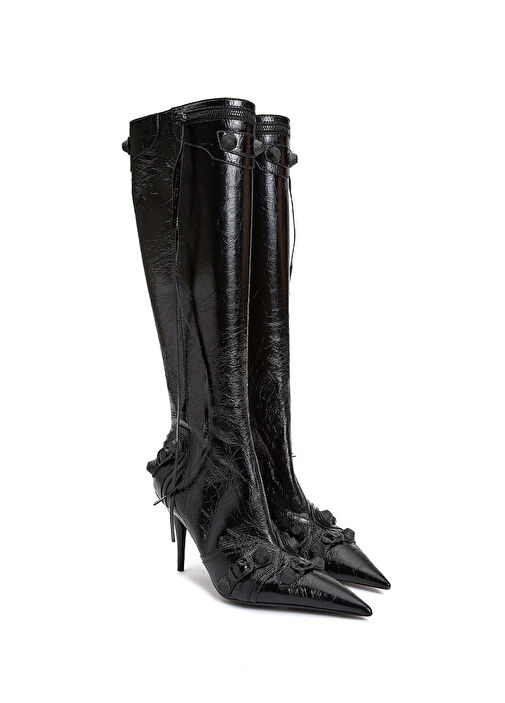 Cagole Siyah Kadın Deri Çizme - Görsel 3