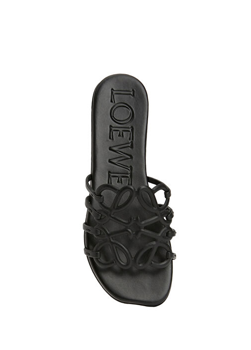 Petal Siyah Logo Bantlı Kadın Deri Terlik - Görsel 5