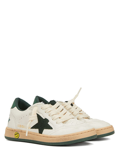 Ball Star Beyaz Yeşil Unisex Çocuk Deri Sneaker - Görsel 3