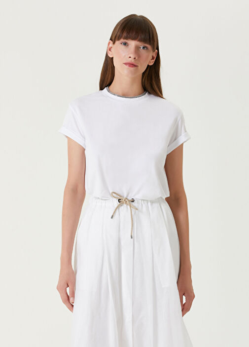 BRUNELLO CUCINELLI 半袖ボレロ オフホワイト Brunello Cucinelli - White T-Shirt
