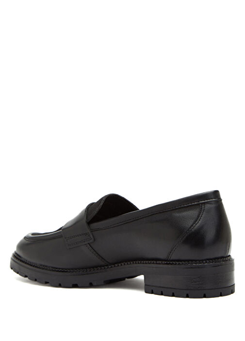 Siyah Tay Tüyü Desenli Kadın Deri Loafer - Görsel 4