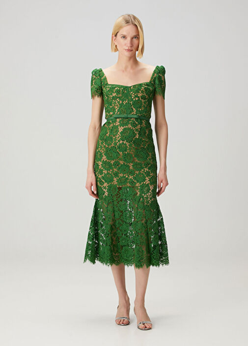 Self Portrait - Green Midi Lace Cocktail Dress Self Portrait - Green Midi Lace Cocktail Dress