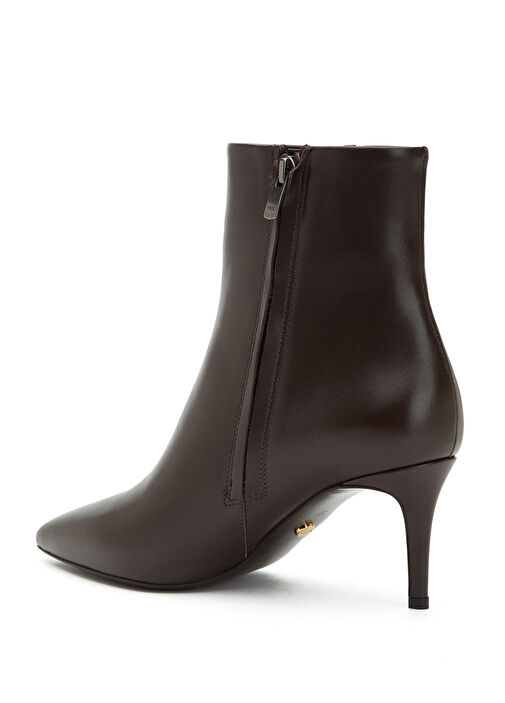 Kahverengi Fermuarlı Kadın Deri Bot - Görsel 4