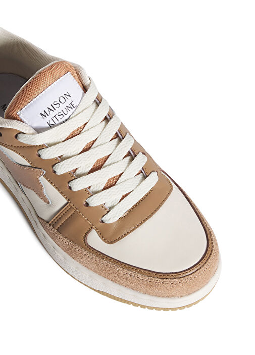 Beyaz Bej Kadın Deri Sneaker - Görsel 6