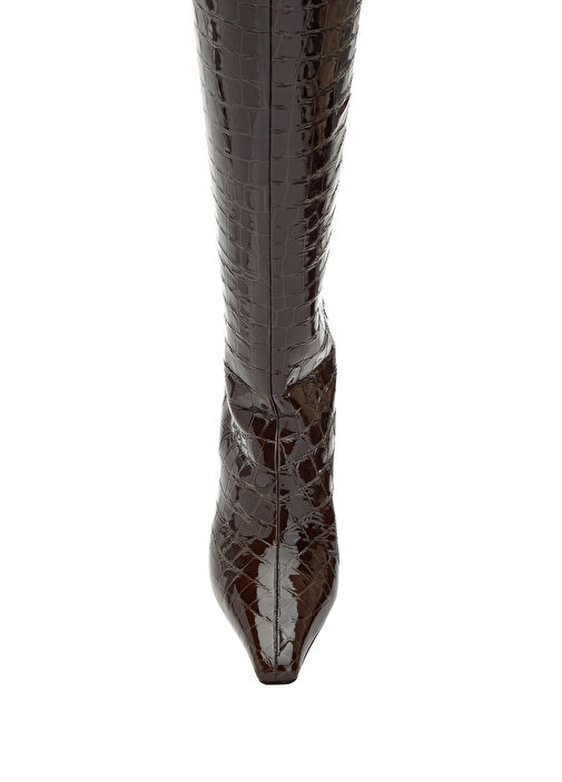 Agathe Kahverengi Krokodil Dokulu Deri Çizme - Görsel 5