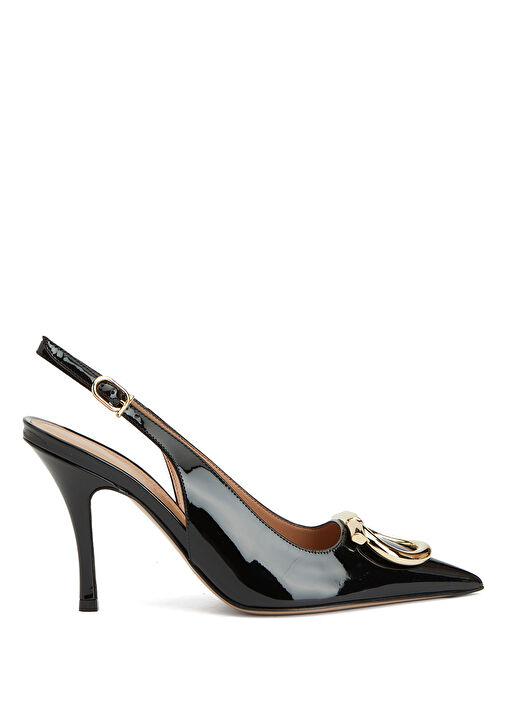 Siyah Deri Topuklu Ayakkabı - Görsel 2