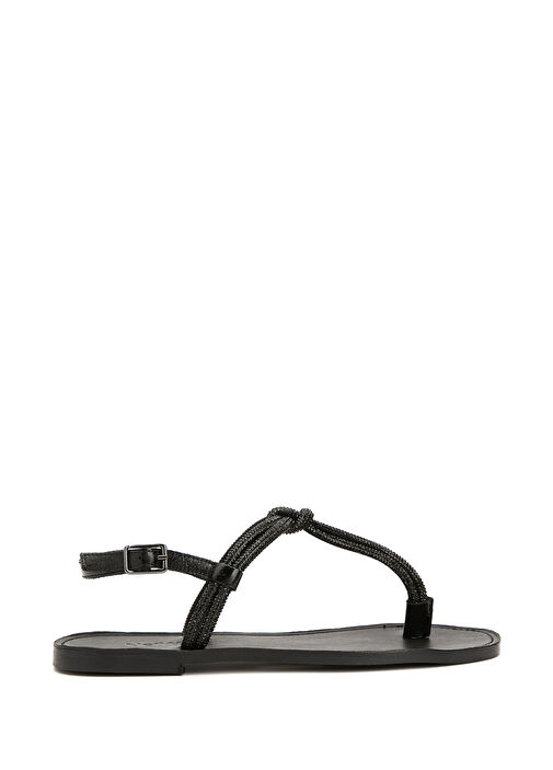 Siyah Kadın Deri Sandalet - Görsel 2