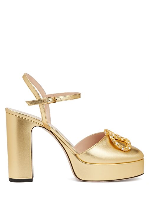 VLogo Signature Gold Mor Deri Topuklu Ayakkabı - Görsel 2