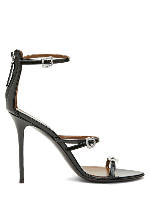 Siyah Kadın Deri Topuklu Sandalet - Görsel 2