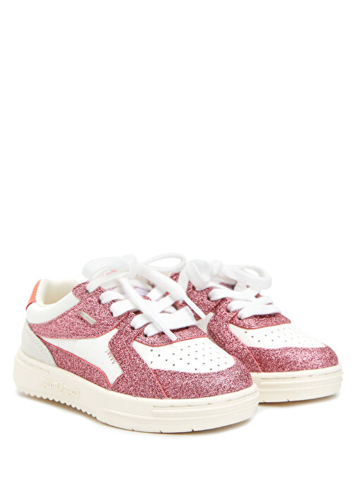 Pembe Beyaz Kız Çocuk Deri Sneaker - Görsel 3