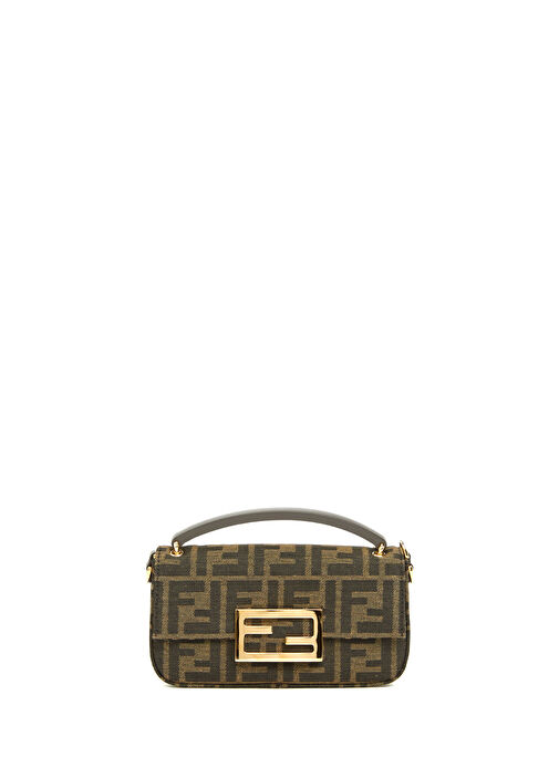 Fendi Kahverengi Kadın Baguette Kahverengi Logo Desenli Kadın