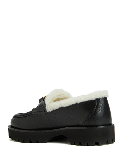 VLogo Siyah Kadın Deri Loafer - Görsel 4