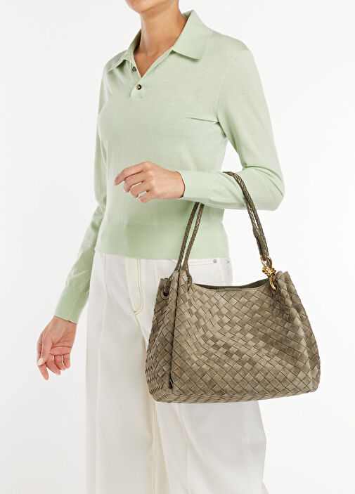 バッグ BOTTEGA VENETA Bottega Veneta Haki Kadın Large Parachute Haki Kadın Deri Çanta
