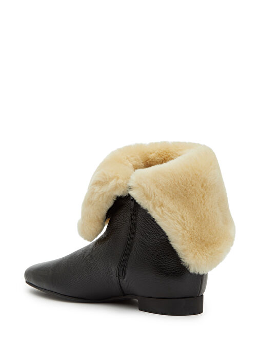 Bej Siyah Kadın Deri Bot - Görsel 4