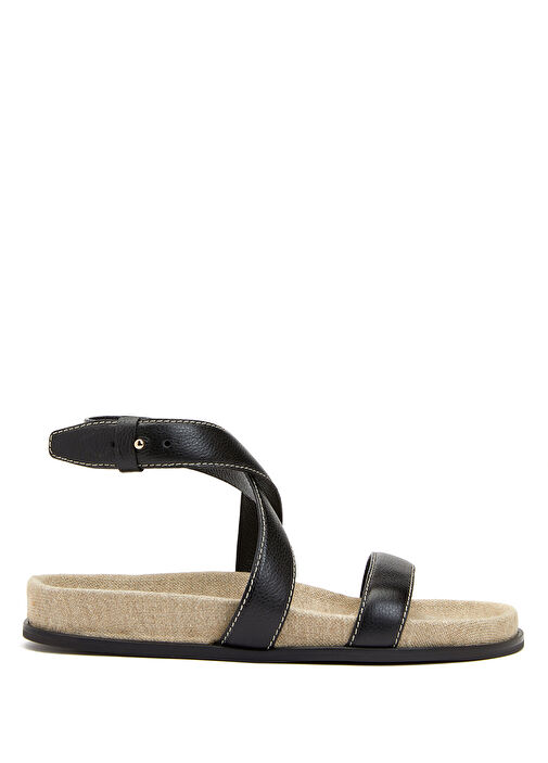 Siyah Kadın Deri Sandalet - Görsel 2