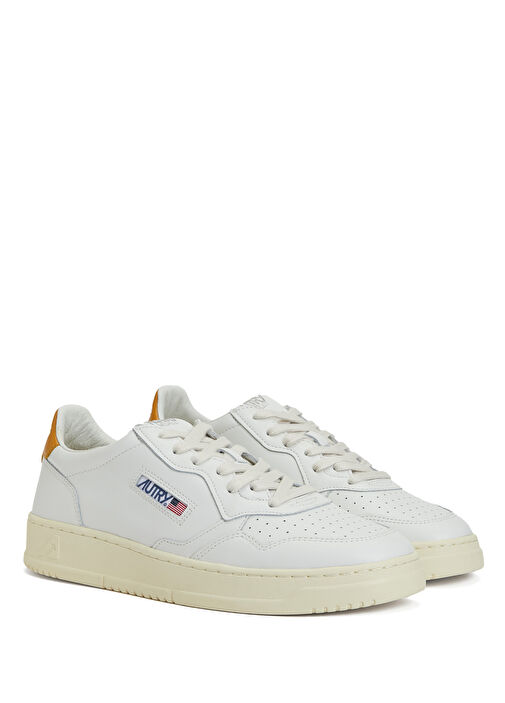 Beyaz Hardal Erkek Deri Sneaker - Görsel 3