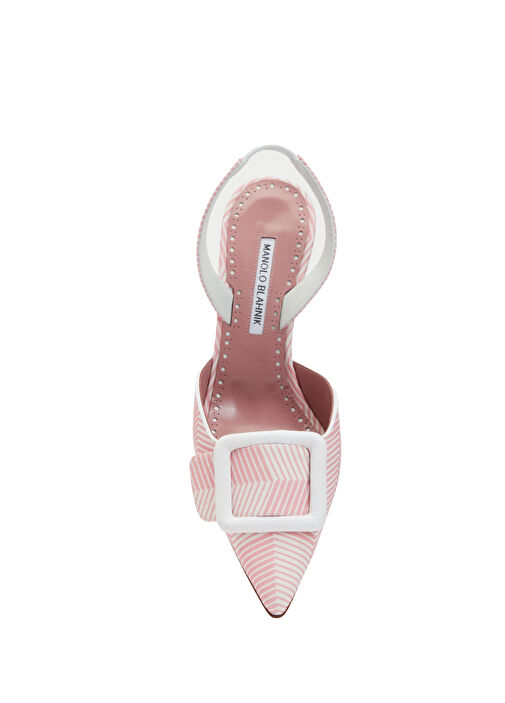 Mayslibi Pembe Beyaz Desenli Topuklu Ayakkabı - Görsel 5