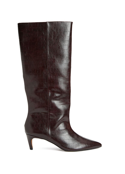 Bordo Kroko Desenli Çizme - Görsel 2