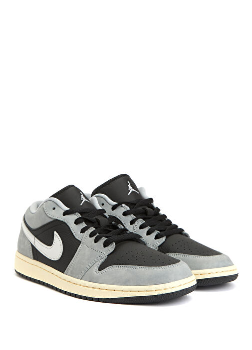 Air Jordan 1 Low Se Siyah Gri Erkek Deri Sneaker - Görsel 3