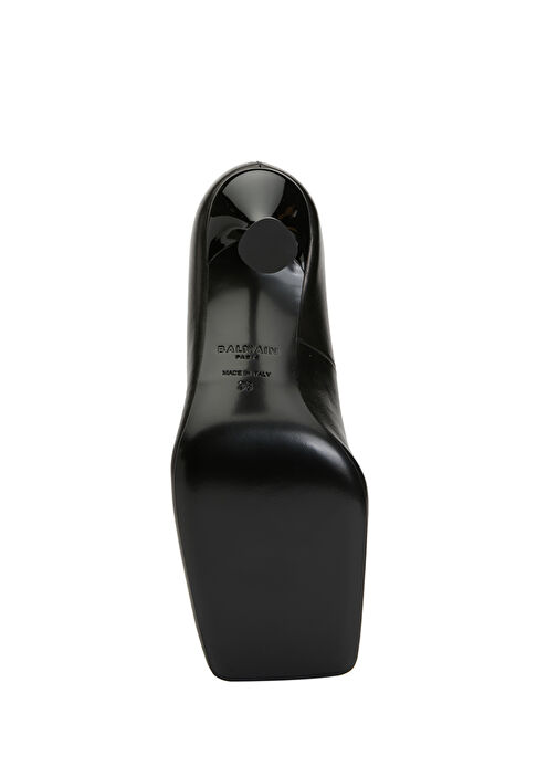 Siyah Deri Topuklu Ayakkabı - Görsel 6