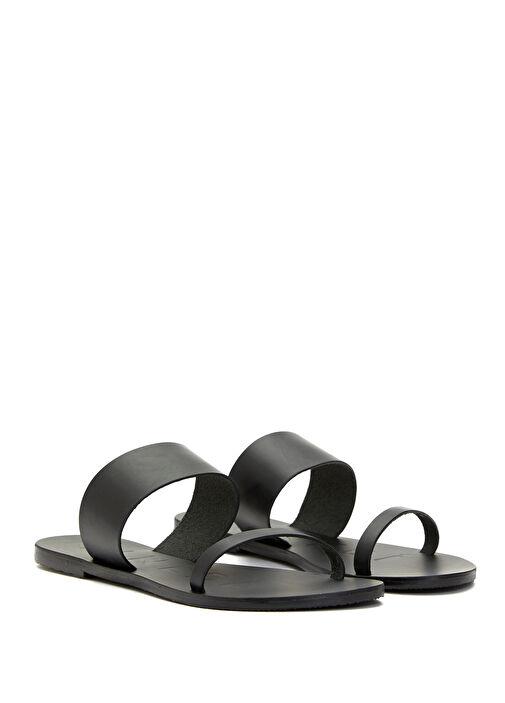 Siyah Kadın Deri Terlik - Görsel 3