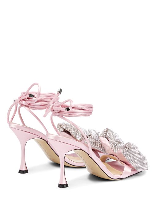 Pembe Fiyonklu Mikro Taşlı Kadın Sandalet - Görsel 4