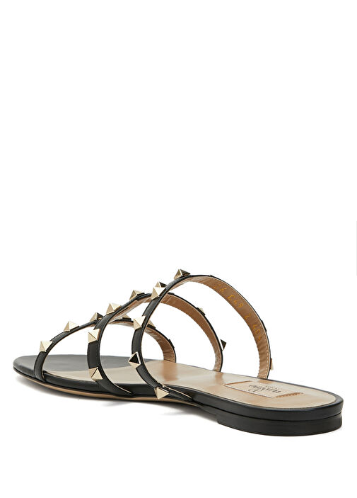 Rockstud Siyah Kadın Deri Terlik - Görsel 4