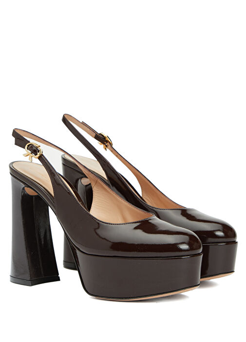 Bordo Deri Topuklu Ayakkabı - Görsel 3