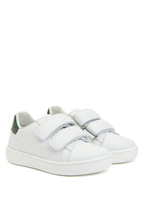 Beyaz Logolu Unisex Çocuk Deri Sneaker - Görsel 3