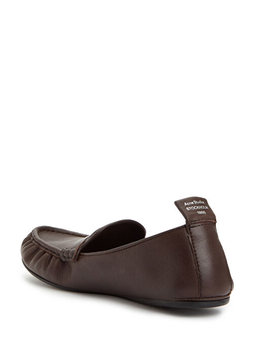 Koyu Kahverengi Kadın Deri Loafer - Görsel 4