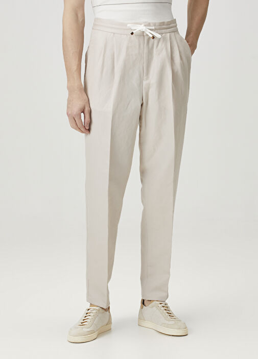 Beige Brunello Cucinelli Beige Men Beige Pleated Linen