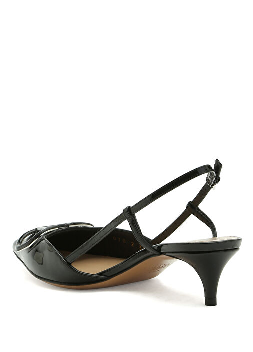 Signature Siyah Deri Topuklu Ayakkabı - Görsel 4