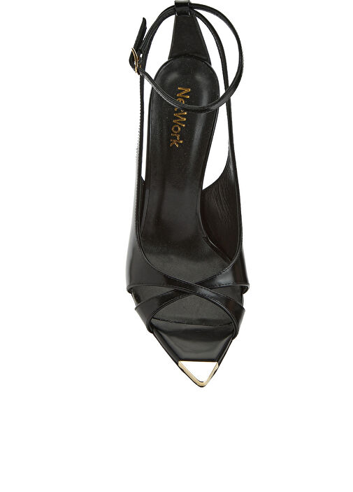 Siyah Aksesuar Detaylı Kadın Deri Sandalet - Görsel 5