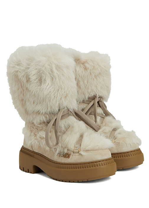 Krem Kadın Süet Kar Botu - Görsel 3