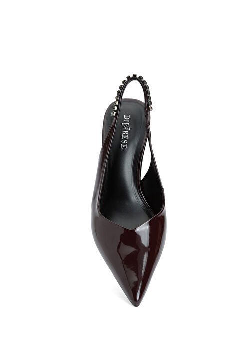 Bordo Taşlı Topuklu Ayakkabı - Görsel 5