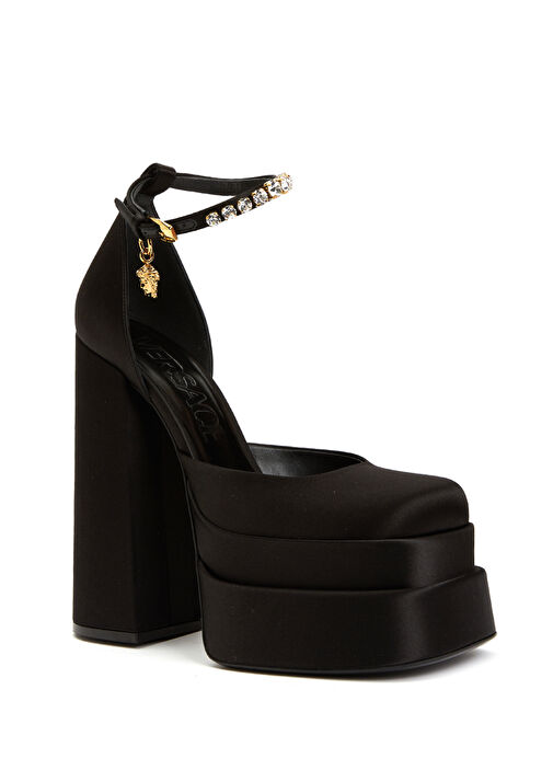 Siyah Logolu Topuklu Ayakkabı - Görsel 3