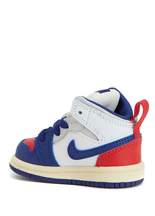 Jordan 1 Mid Beyaz Unisex Çocuk Deri Sneaker - Görsel 4