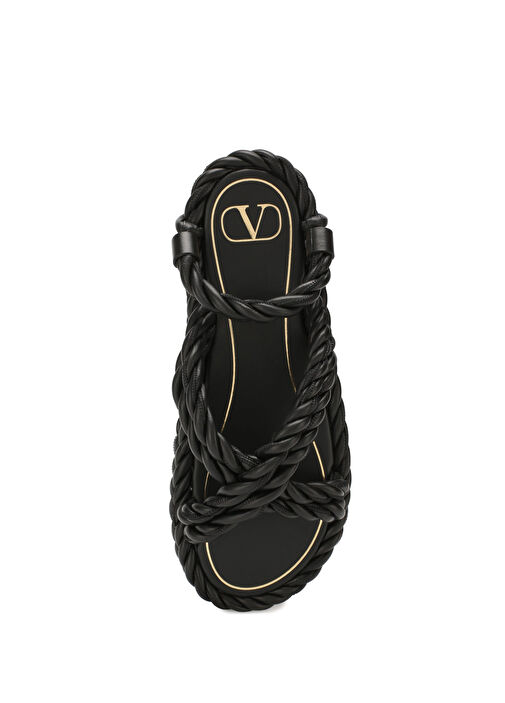 Siyah Kadın Deri Sandalet - Görsel 5