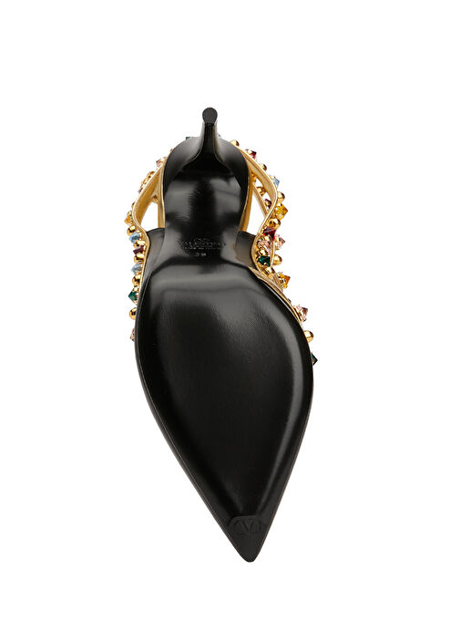 Rockstud Siyah Deri Topuklu Ayakkabı - Görsel 6