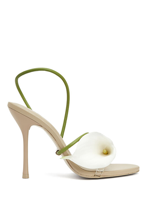 Cassidy Beyaz Yeşil Kadın Deri Sandalet - Görsel 2