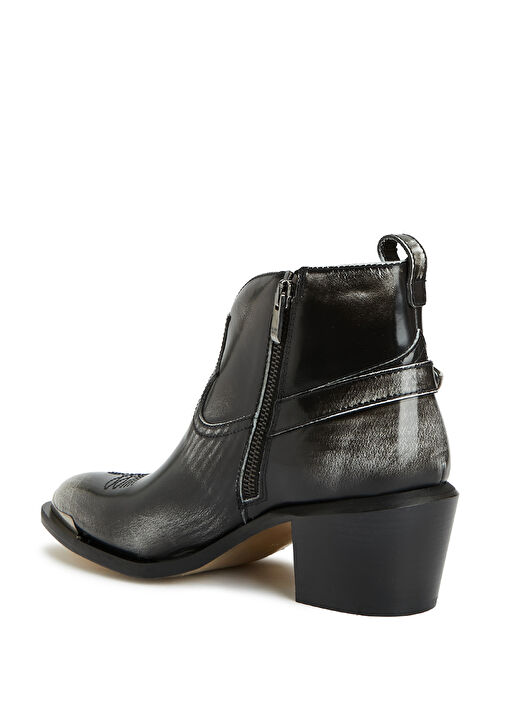 Patty Siyah Beyaz Kadın Deri Bot - Görsel 4