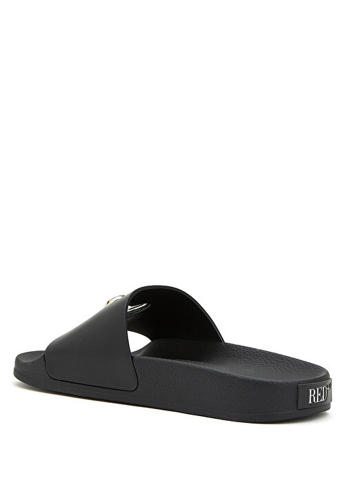 Siyah Kalp Detaylı Kadın Deri Terlik - Görsel 4