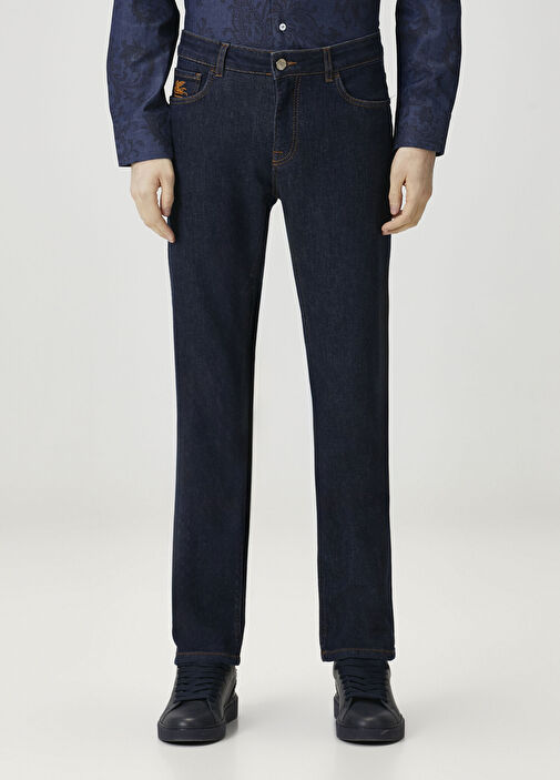 ETRO slimfit Size33 Italy 色black denim Etro Lacivert Erkek Lacivert Kontrast Dikişli Jean Pantolon