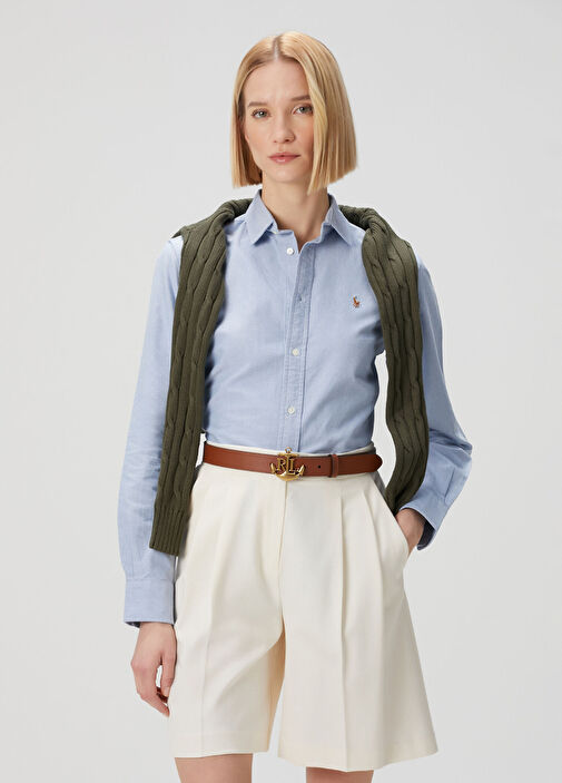 Custom Fit Mavi Oxford Gömlek