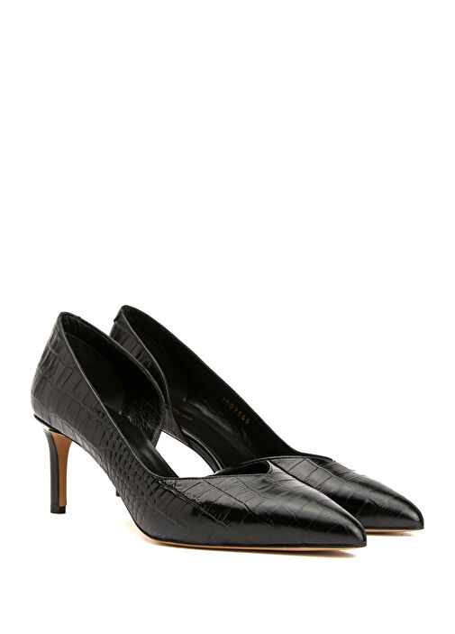 Siyah Kroko Kadın Deri Stiletto - Görsel 3