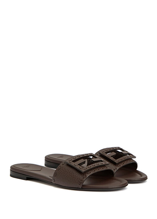 Kahverengi Kadın Deri Terlik - Görsel 3