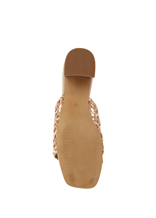 Beyaz Bej Kadın Deri Terlik - Görsel 5