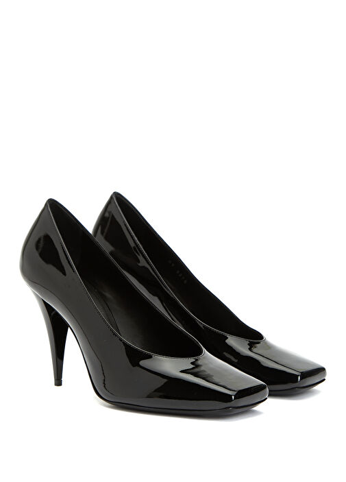 Siyah Deri Topuklu Ayakkabı - Görsel 3