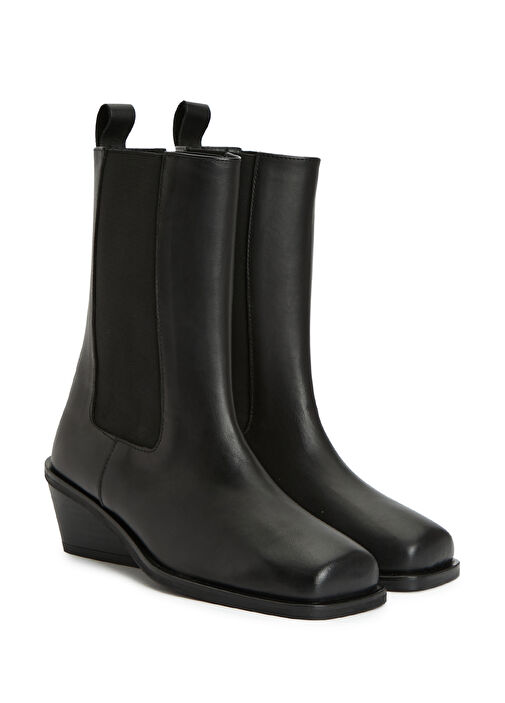 Siyah Kadın Deri Western Bot - Görsel 3