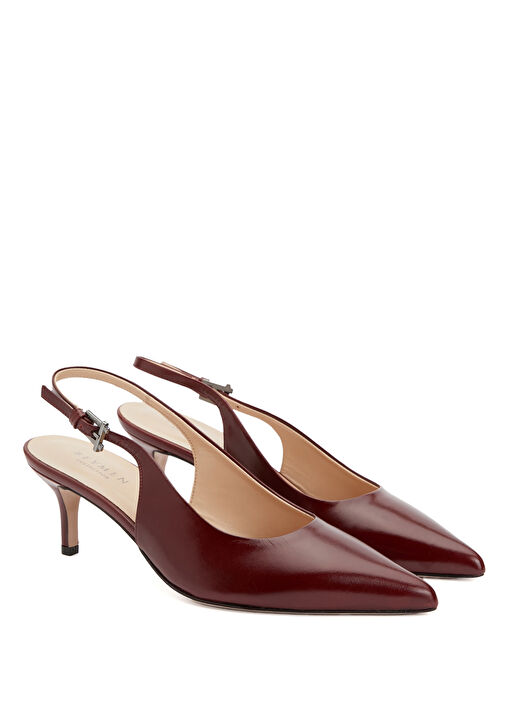 Bordo Deri Topuklu Ayakkabı - Görsel 3